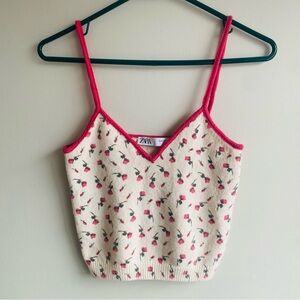 Zara Cream and Pink Floral Camisole